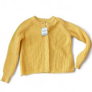 NWT preppy bright yellow chunky knit cardigan xs‎